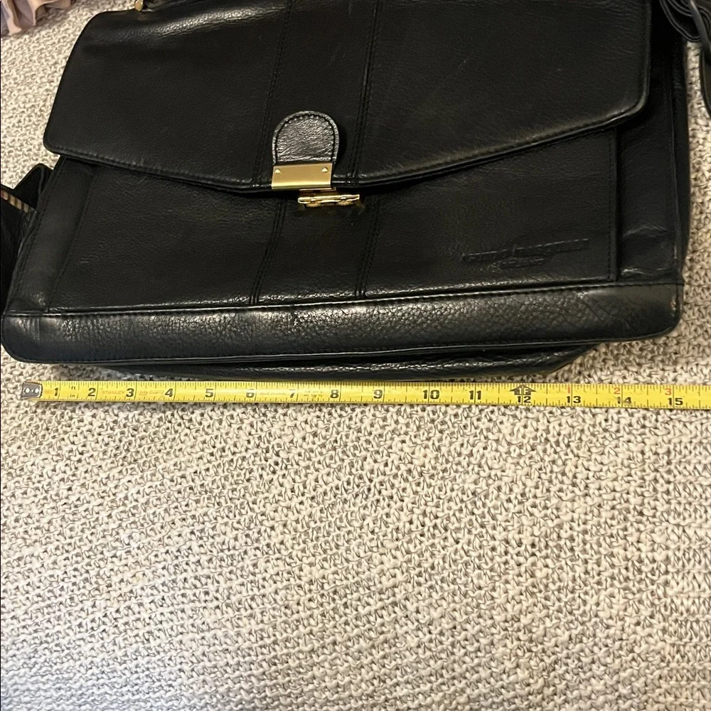 Guido Pasquali Milano Black Soft Pebbled Leather Briefcase Laptop Attaché  Bag